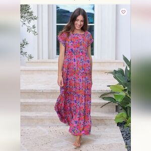 Natural Life Berkley Floral Tiered Maxi Dress Womens XL Bohemian Babydoll